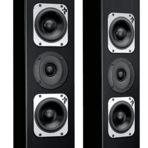A pair of speakers with two sides and one side closed.
