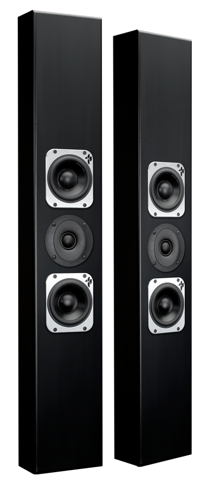 A pair of speakers with two sides and one side closed.